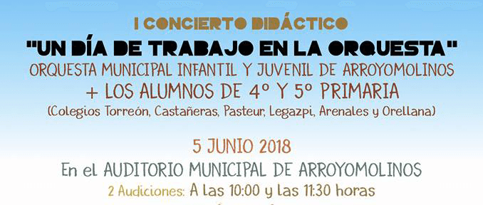 Casi 1.000 alumnos de primaria de Arroyomolinos vivirán el 5 de junio “Un día en la orquesta”