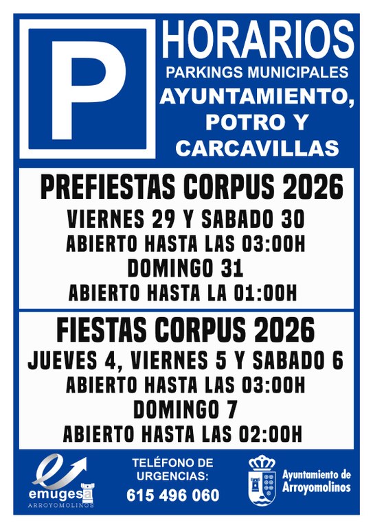 Arroyomolinos amplía en fiestas el horario de sus aparcamientos y habilita otro temporal en la calle Mataró