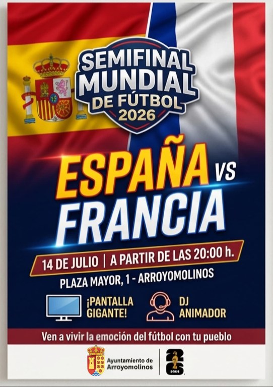 Arroyomolinos instala una pantalla grande para seguir el partido entre Francia y España