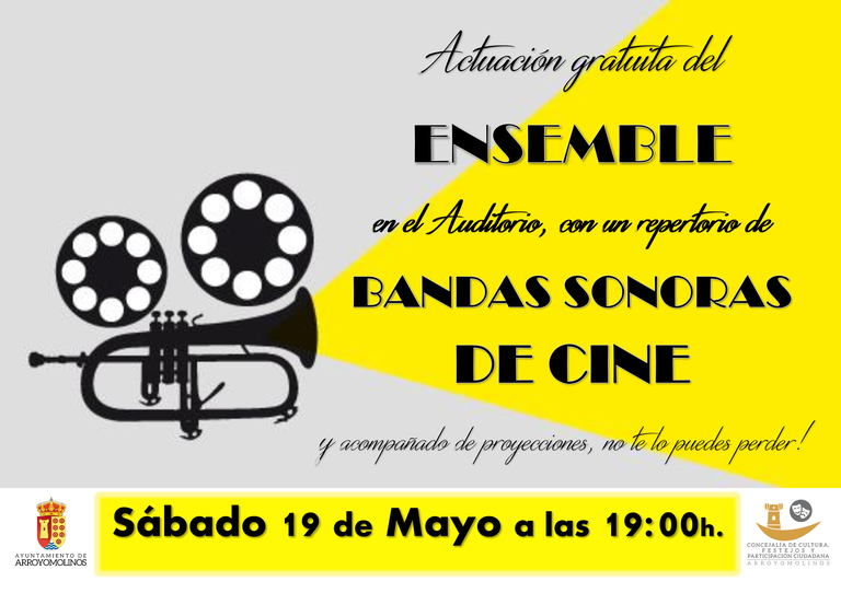 El cine y la Banda de Música “A Tempo” de Arroyomolinos se dan la mano en un espectáculo innovador el sábado 19 de mayo