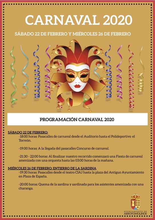 El Carnaval vuelve al centro de Arroyomolinos, con un Pasacalles y un Concurso de disfraces y comparsas 