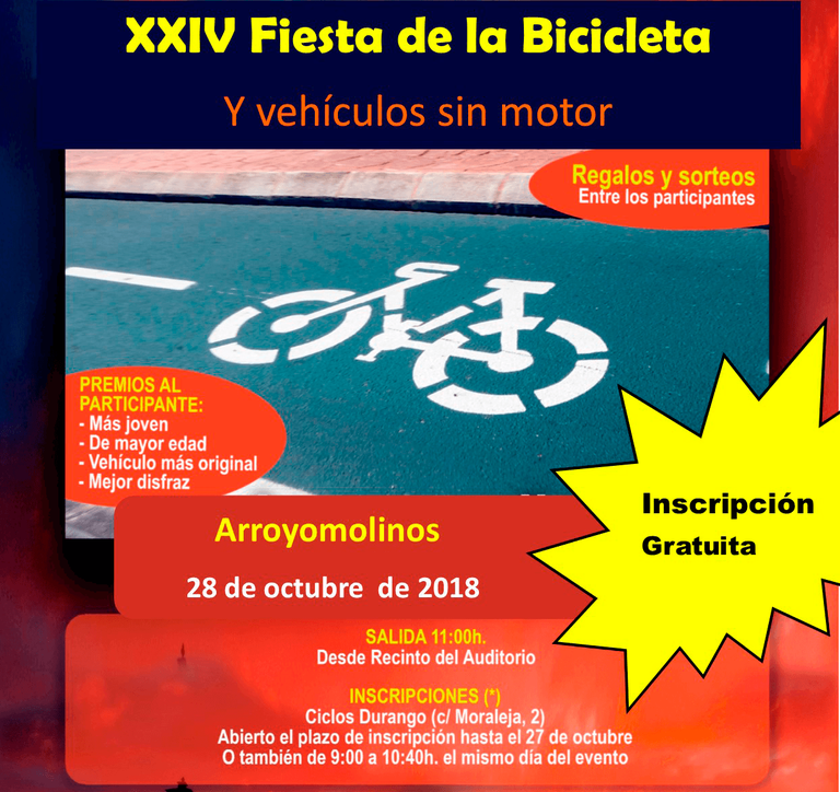 Arroyomolinos organizará la XXIV Fiesta de la Bicicleta y vehículos sin motor