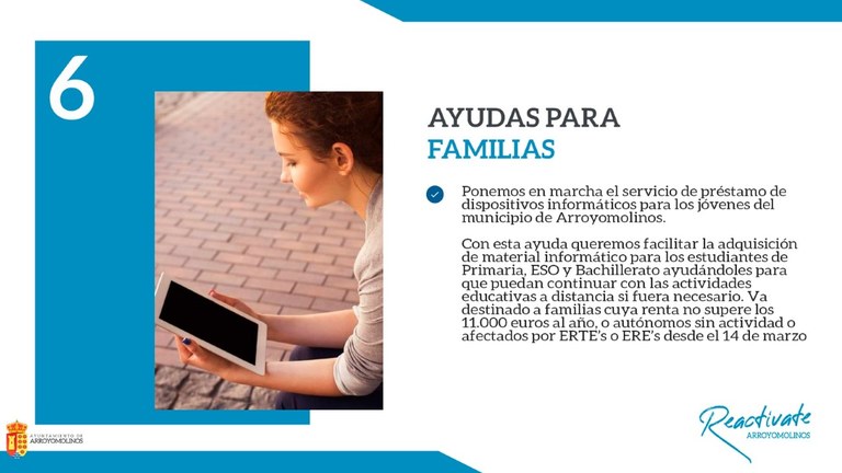 El Ayuntamiento de Arroyomolinos habilita un programa de préstamo de dispositivos informáticos para alumnos de Primaria, ESO y Bachillerato
