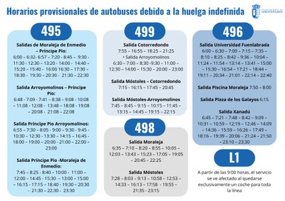 horarios provisionales de las diferentes líneas de autobuses facilitados por la Empresa Martín..jpg