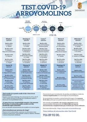 El Ayuntamiento de Arroyomolinos realizará un Estudio de Seroprevalencia a todos los vecinos