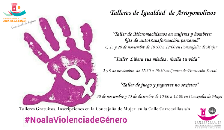 Arroyomolinos programa talleres contra la Violencia de Género para el mes de noviembre