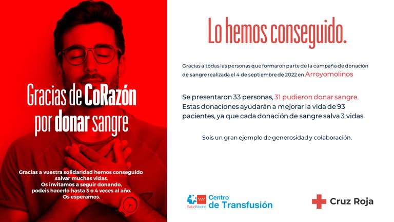 Lo hemos conseguido !!!, donación de sangre 4 de septiembre 2022