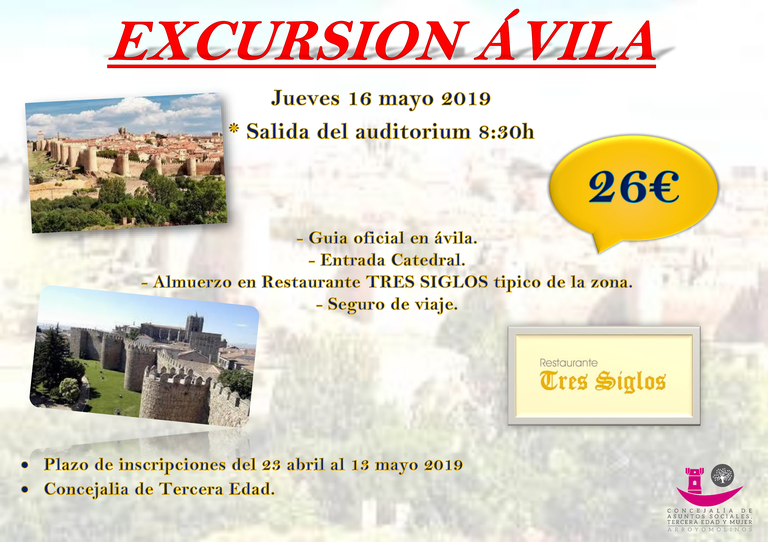  Los mayores arroyomolinenses visitan Ávila el 16 de mayo