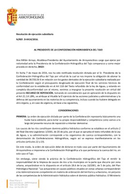 El Ayuntamiento de Arroyomolinos recurrirá la apertura de expediente de la CHT