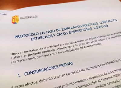 El	Ayuntamiento	de Arroyomolinos y los sindicatos firman un protocolo de actuación por si se produce algún caso positivo de COVID en la plantilla municipal
