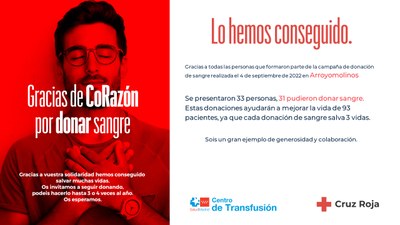 Lo hemos conseguido !!!, donación de sangre 4 de septiembre 2022